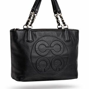 Coach COLETTE Black Leather Tote with Chain Straps in new condition